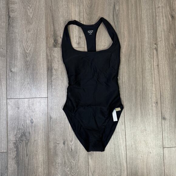 J.Crew Gail Classic Sculpt Swimsuit SZ 4 Black One-Piece Racerback Removable Pad - Picture 3 of 9